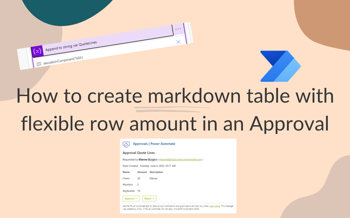 How to create a markdown table with flexible amount of rows in an Approval