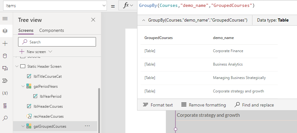 Grouped courses
