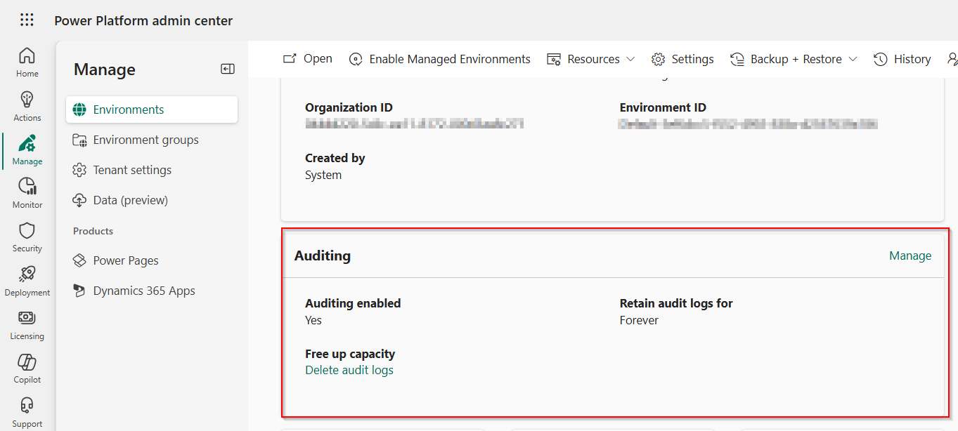 audit setting