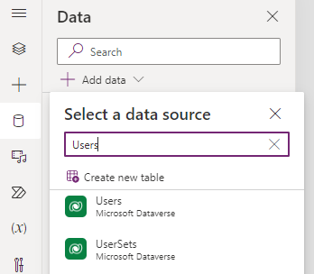 Data Users table