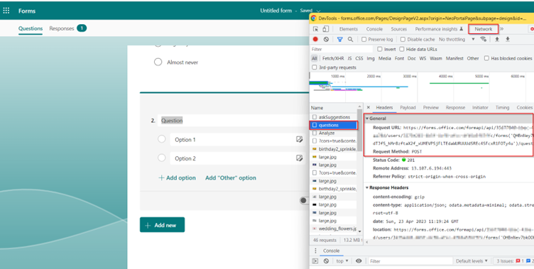 Microsoft Forms F12