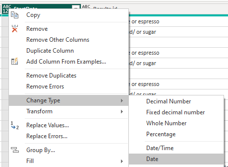 Change Type start date