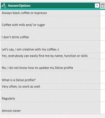 AnswerOptions Rows